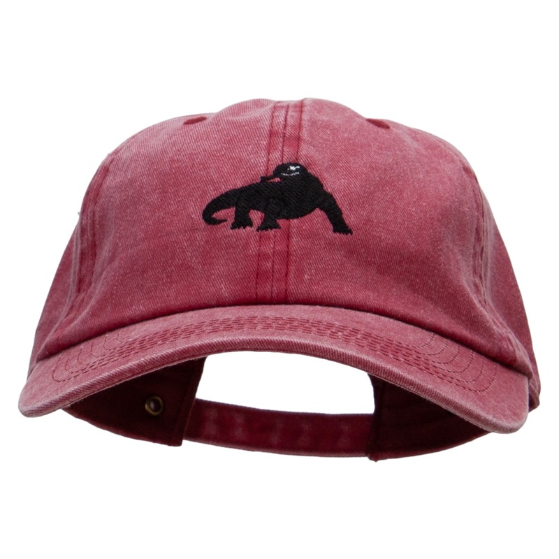 Komodo Dragon Embroidered Pigment Dyed Wash Cap Wine One Size