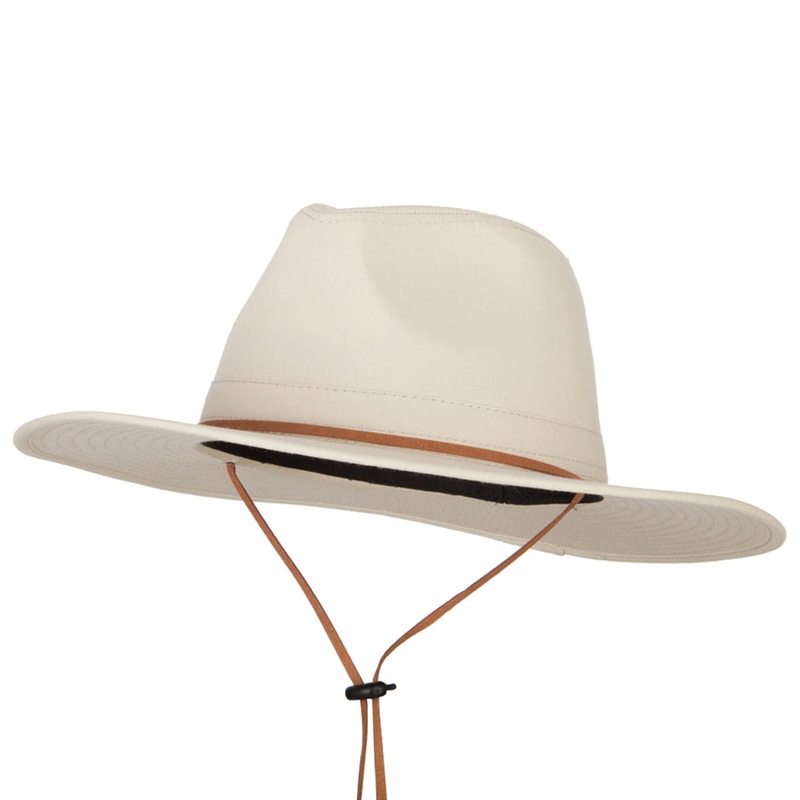 Men’s Cotton Canvas Outback Style Fedora Hat Beige M
