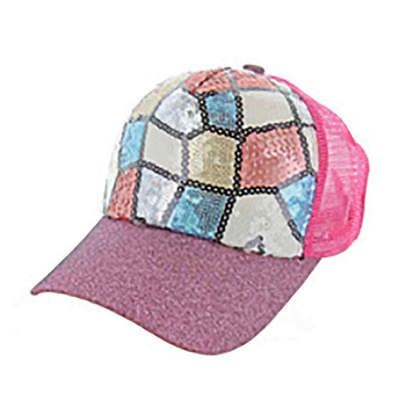 Mosaic Sequin Casual Cap for Women Pink