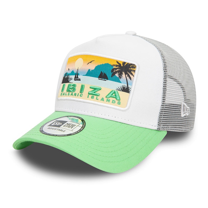 New Era Ibiza A-Frame Trucker Cap – NE Summer – White-Light Green Adjustable