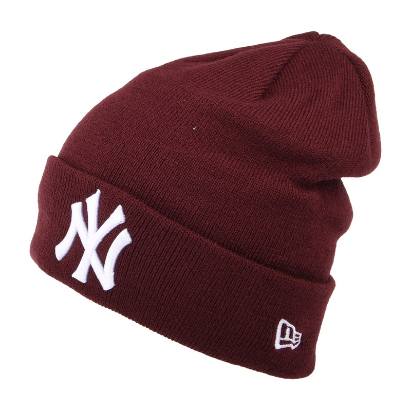 New Era New York Yankees Cuff Beanie Hat – MLB League Essential – Maroon-White 1-Size