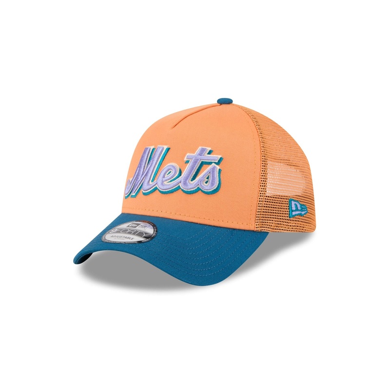 New York Mets Orange Glaze 9FORTY A-Frame Trucker Hat One Size