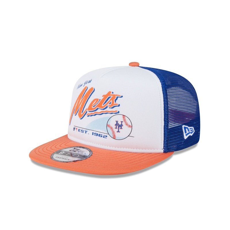 New York Mets Retro Script 9FIFTY A-Frame Trucker Hat One Size