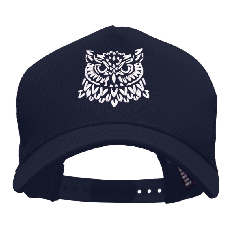 Owl Embroidered 5 Panel Pet Spun Mesh Cap Navy One Size