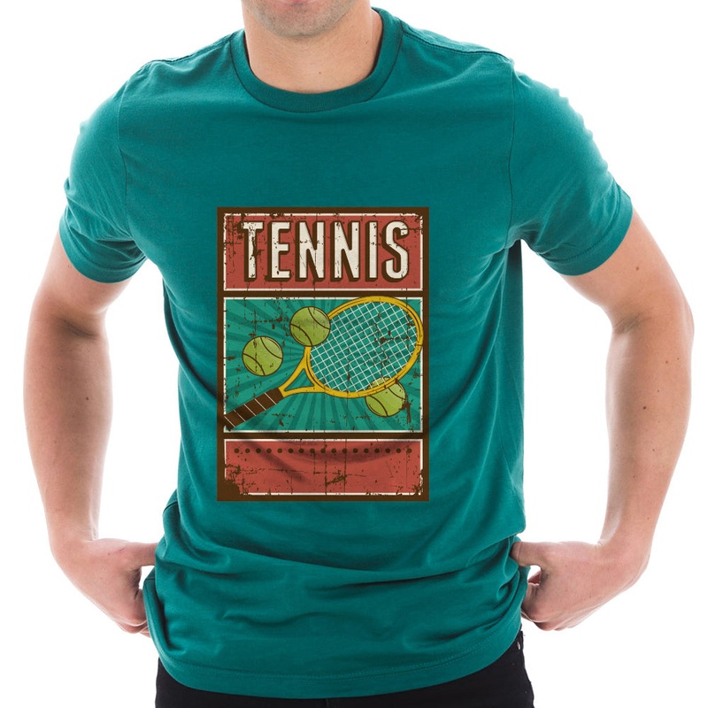 Rusty Tennis Racquet Cotton Short Sleeve Graphic Shirt Teal XS