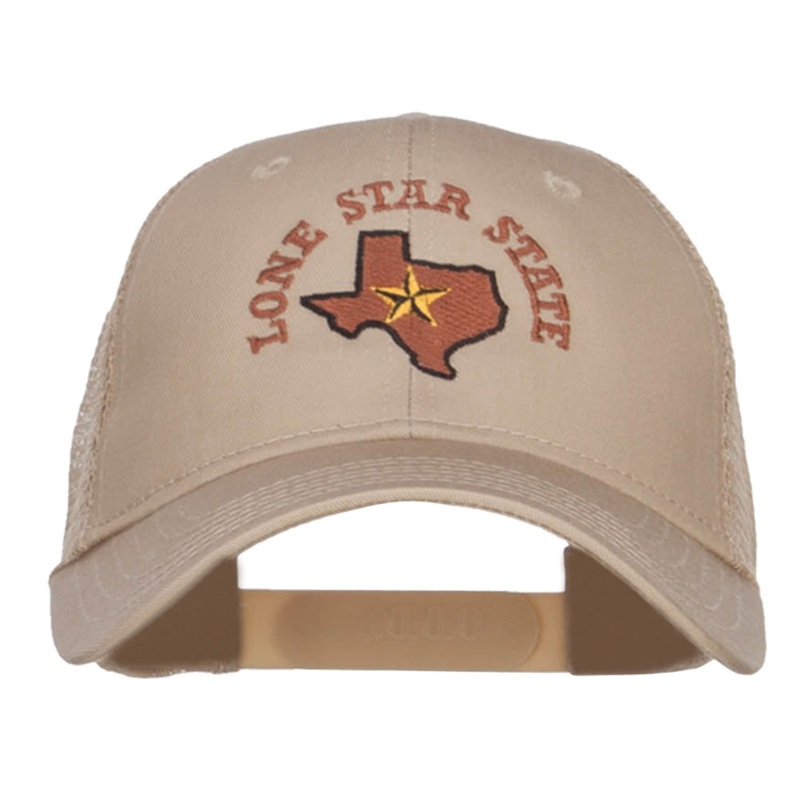Texas Lone Star State Embroidered Trucker Cap Khaki One Size