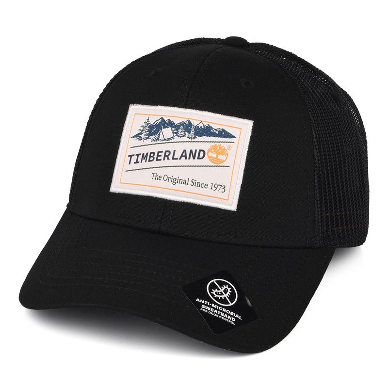 Timberland Hats Camping Patch Trucker Cap – Black Adjustable