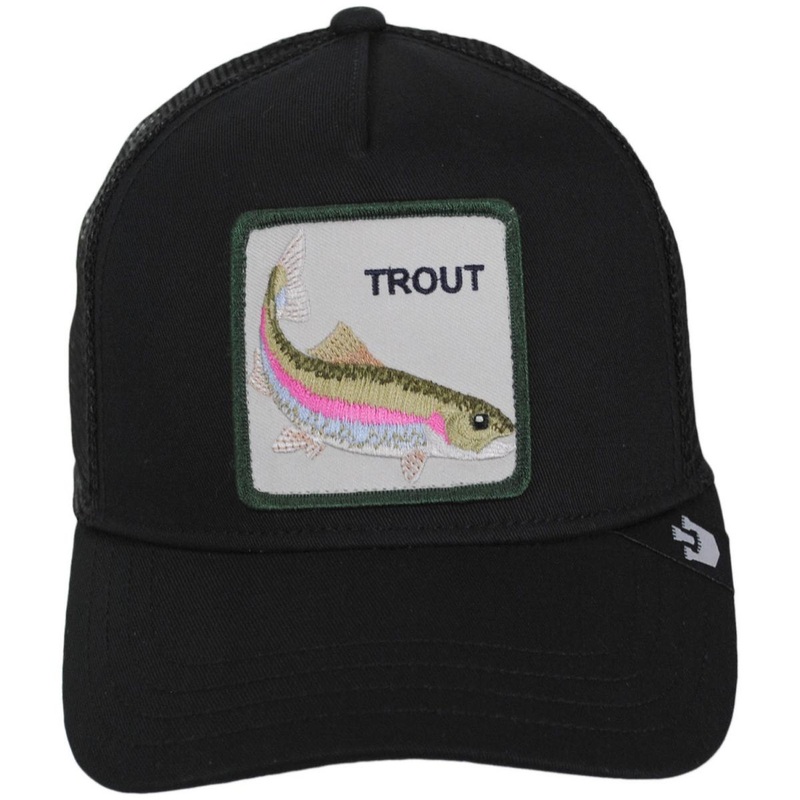 Trout Mesh Trucker Snapback Baseball Cap BLACK ADJUSTABLE