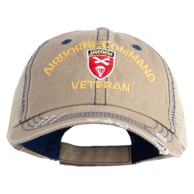 U.S. Army Airborne Command Embroidered Low Profile Special Cotton Mesh Cap Khaki One Size