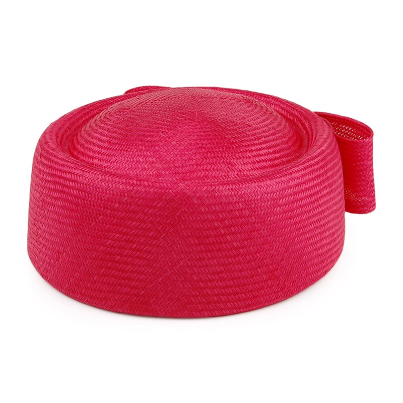 Whiteley Hats Jackie O Straw Pillbox Hat – Raspberry 1-Size