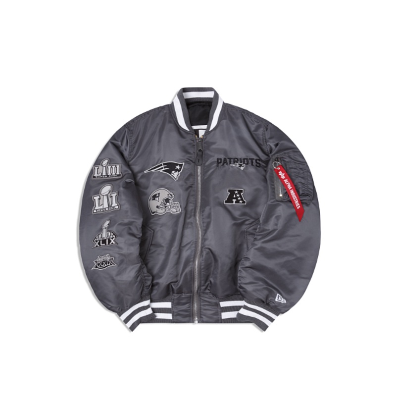 Alpha Industries X New England Patriots Gray MA-1 Bomber Jacket S