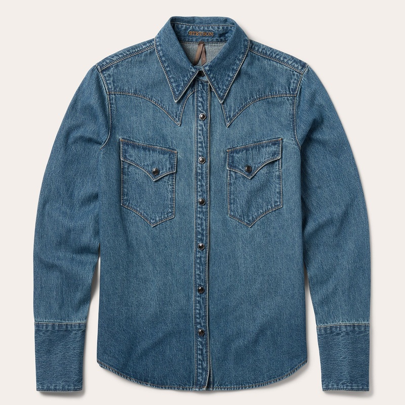 Chocolate Snap Western Denim Shirt Blue XS