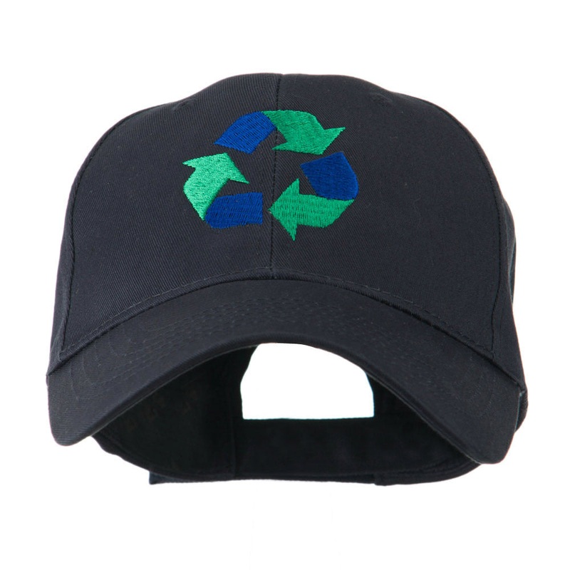 Environment Friendly Recycle Logo Embroidered Cap Navy One Size