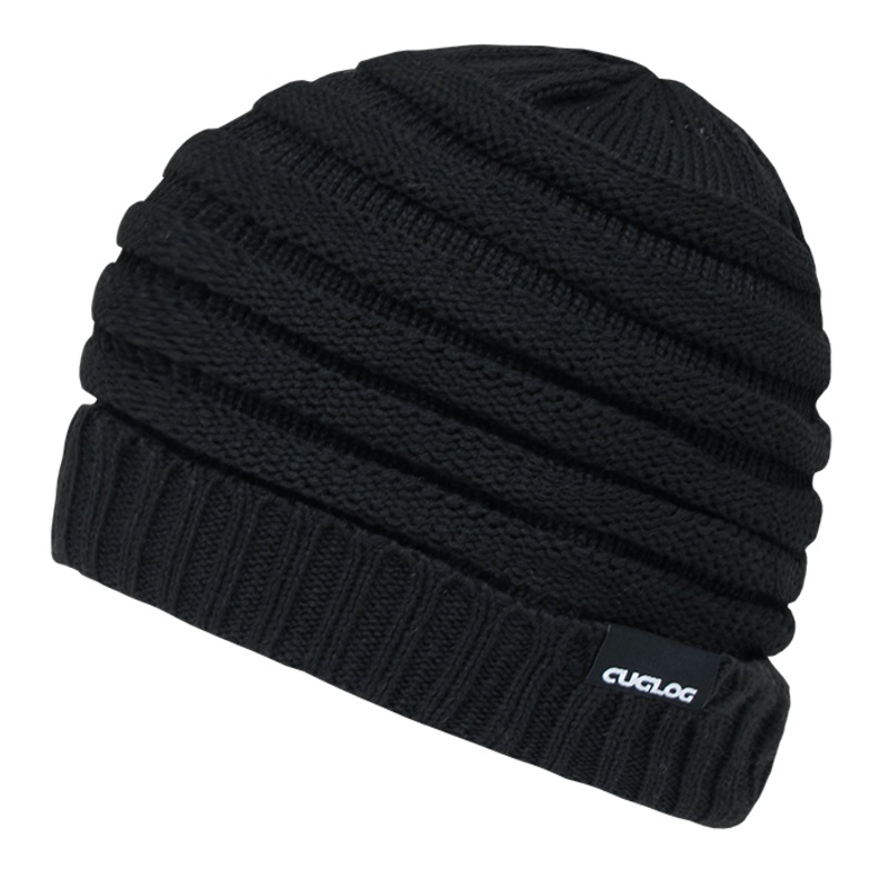 Etna Slouch Beanie, Knit Cap – Cuglog K013 Black