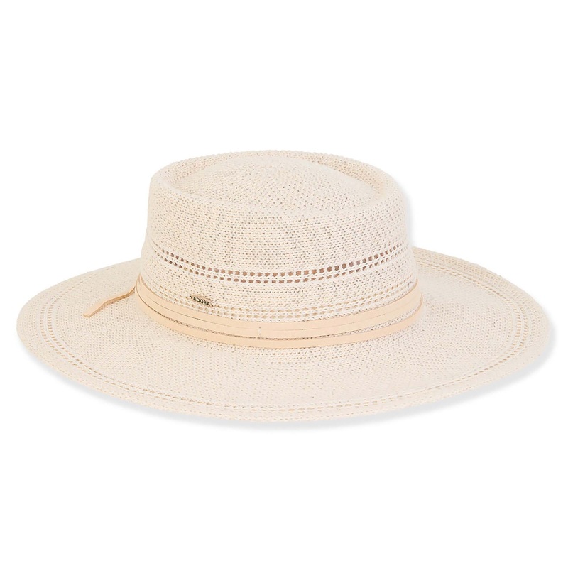 Fashion Knit Gaucho Hat with Waxed Cord – Adora Hats Beige Medium (57 cm)