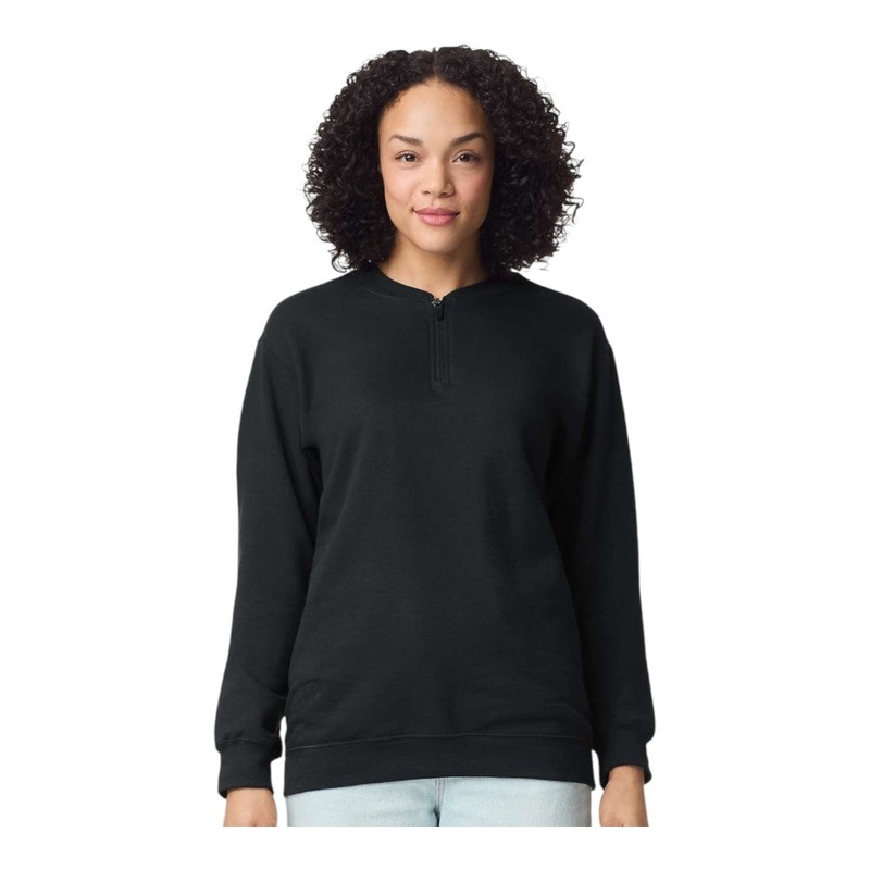 Gildan SF008 Unisex Softstyle Midweight 1/4 Zip Sweatshirt Black S