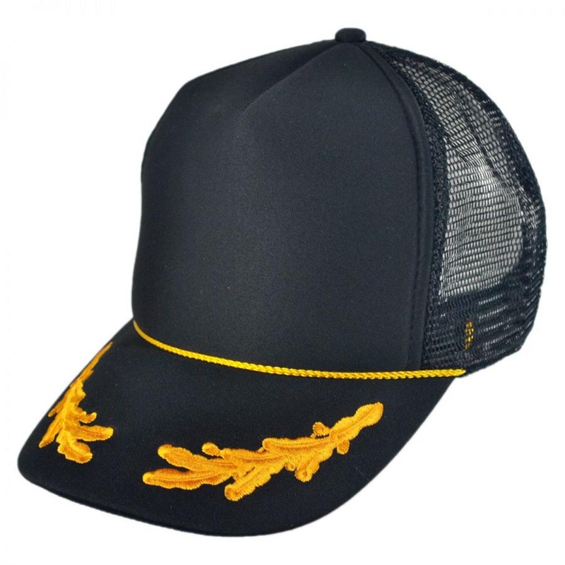 Gold Leaves Mesh Trucker Snapback Baseball Cap BLACK ADJUSTABLE