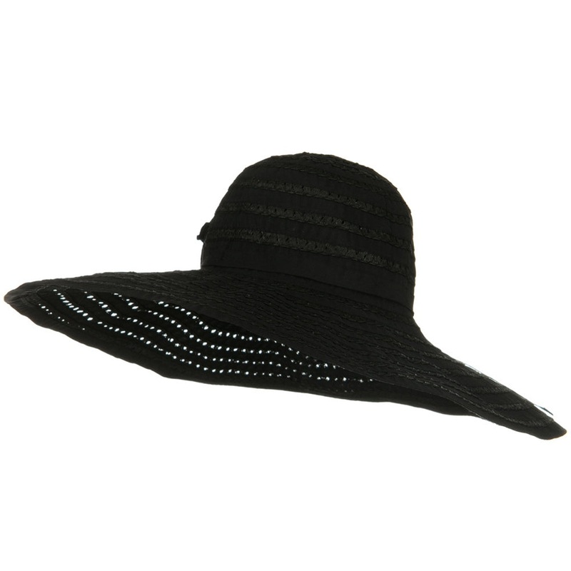 Ribbon Toyo Braid Wide Brim Flower Self Tie Hat Black One Size