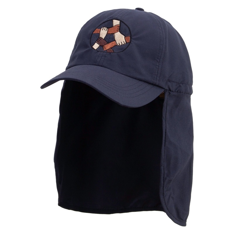 United Friends Embroidered Flap Hats Navy One Size