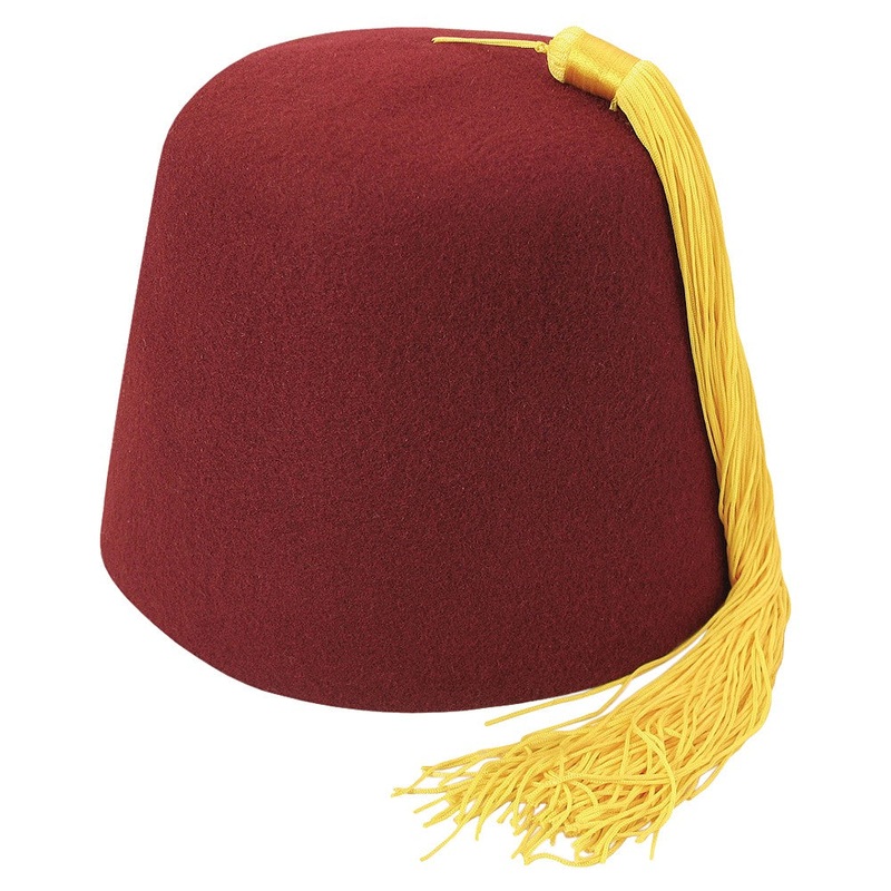 Village Hats Maroon Fez with Gold Tassel S