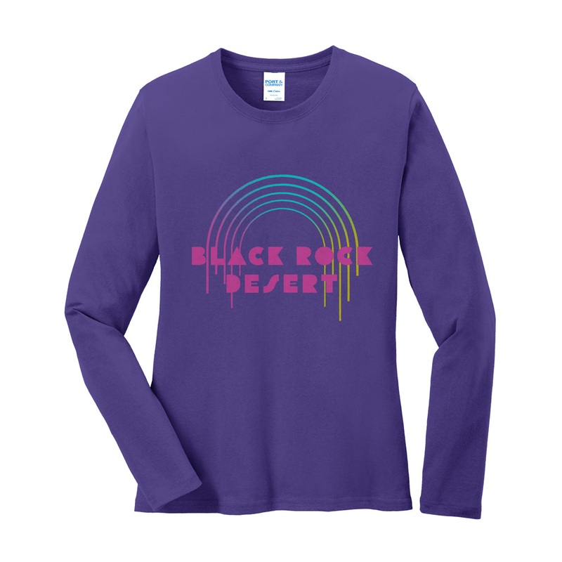 Bright Disco Desert Long Sleeve Cotton Graphic Shirt Purple XL