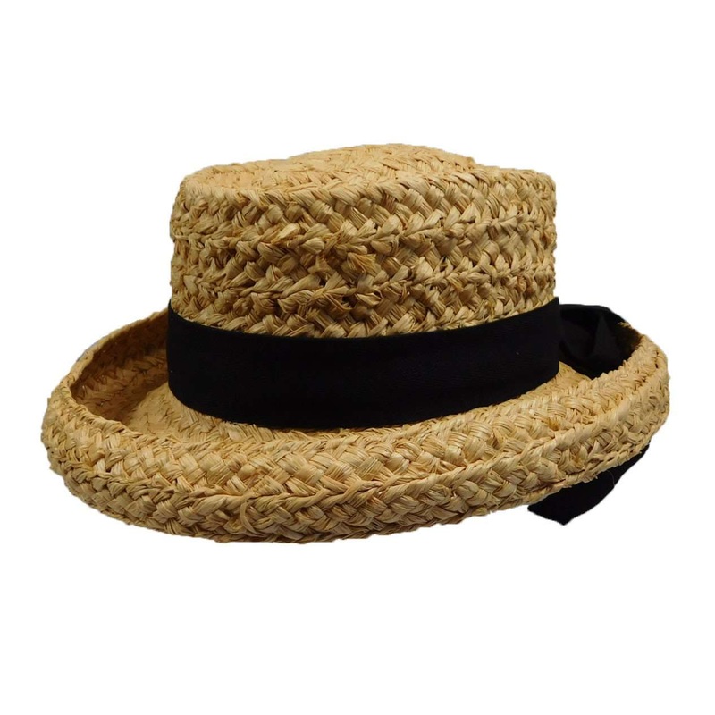 Curled Brim Raffia Hat, Petite – Scala Hats Natural