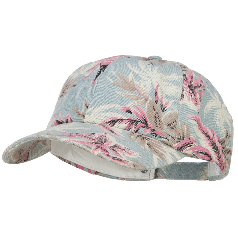 Denim Cotton Floral Print Cap Navy One Size