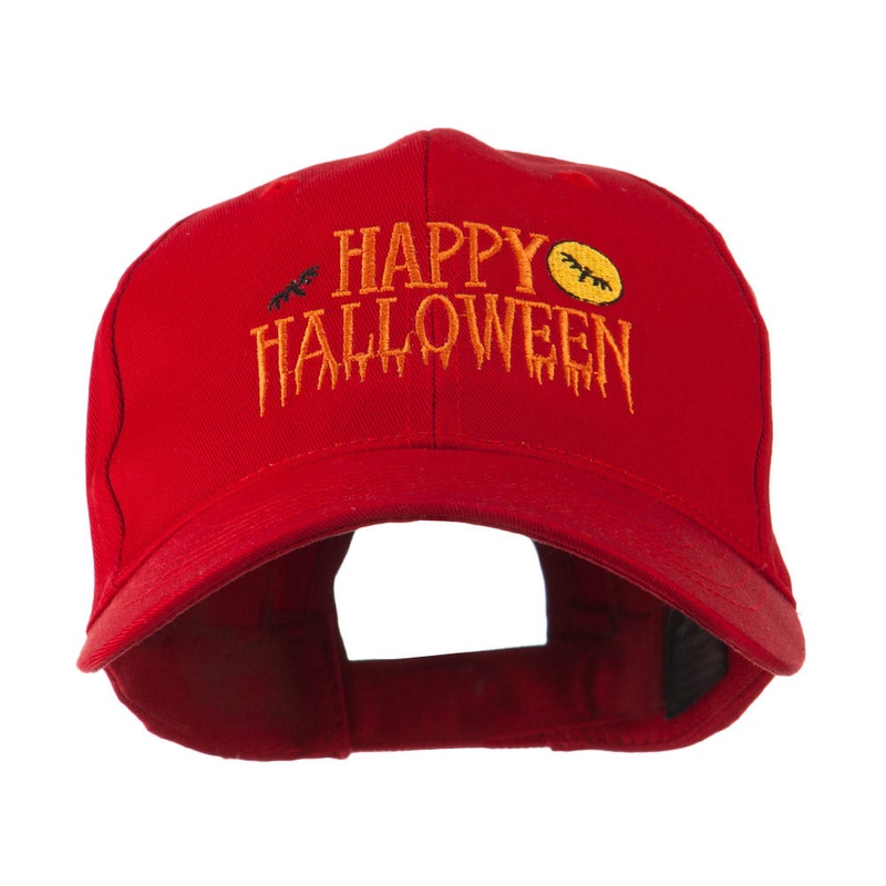 Happy Halloween Dripping Down Embroidered Cap Red One Size