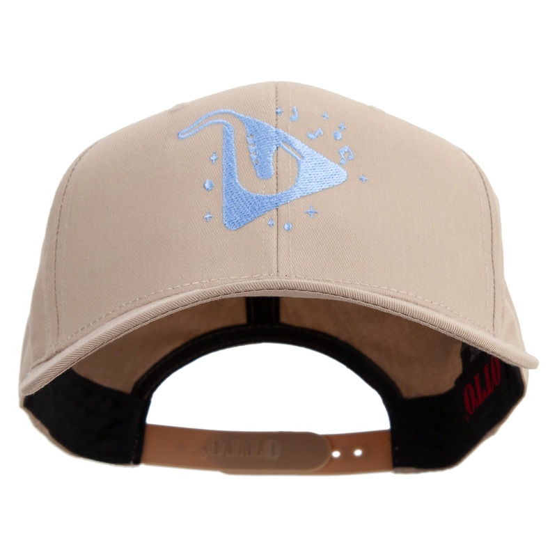 Jazz Music with Saxophone Embroidered Solid Cotton Twill Pro Style Cap Khaki One Size