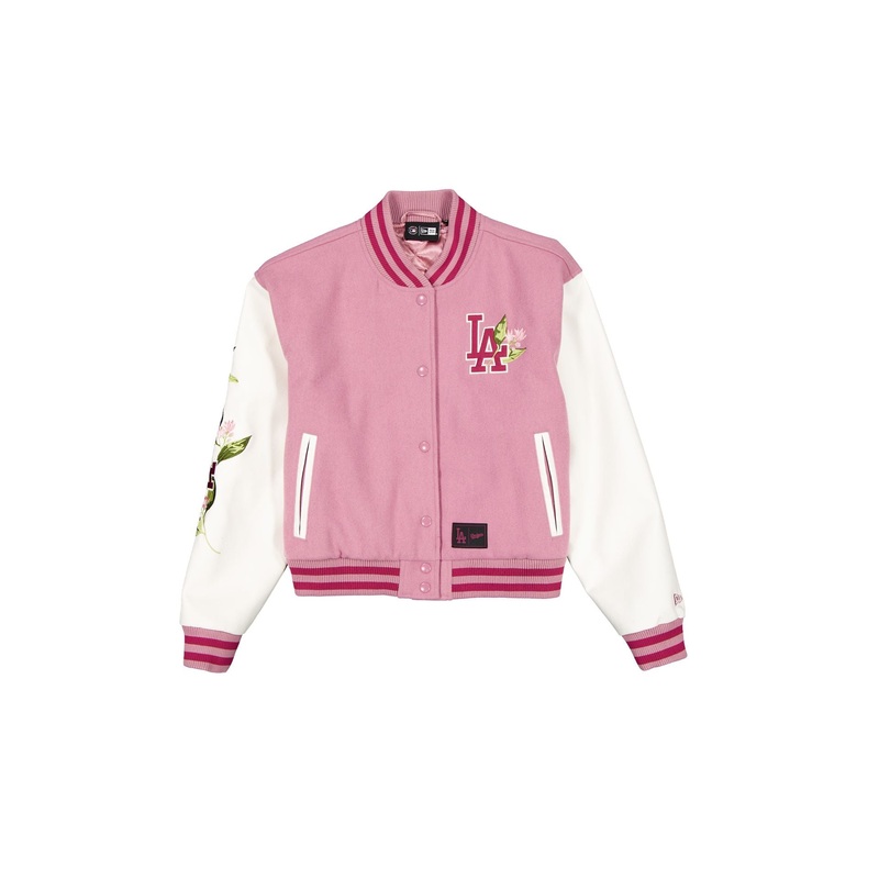 Los Angeles Dodgers Women’s Cosmetic Pink Floral Varsity Jacket XS