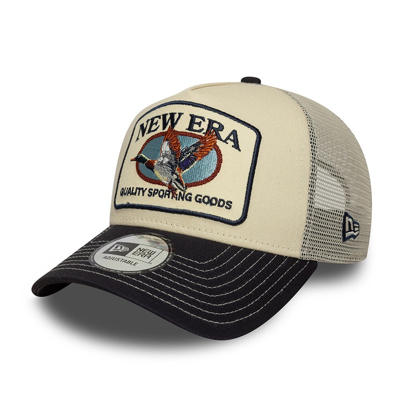 New Era Mallard A-Frame Trucker Cap – Animal Patch – Cream-Navy Adjustable