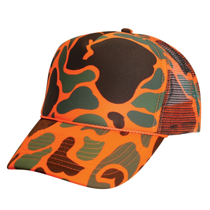 Nissun 5 Panel Neon Camouflage Cap, Camo Hat – FCSC Neon Orange Camo