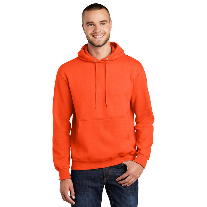 Port & Company PC90H Essential Fleece Pullover Hooded Sweatshirt – Safety Orange Safety Orange S