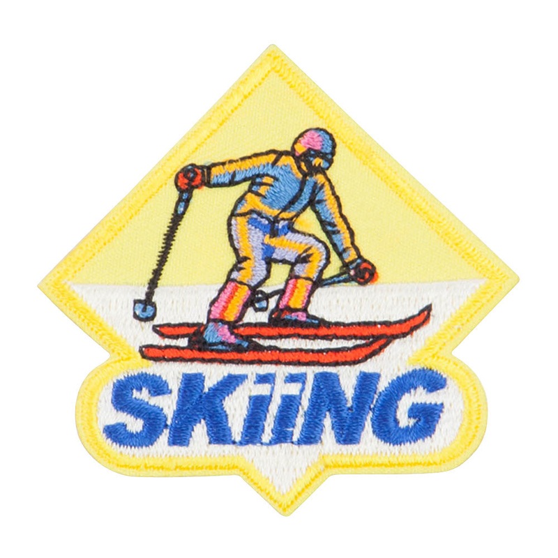 Skiing Embroidered Patches Yellow One Size