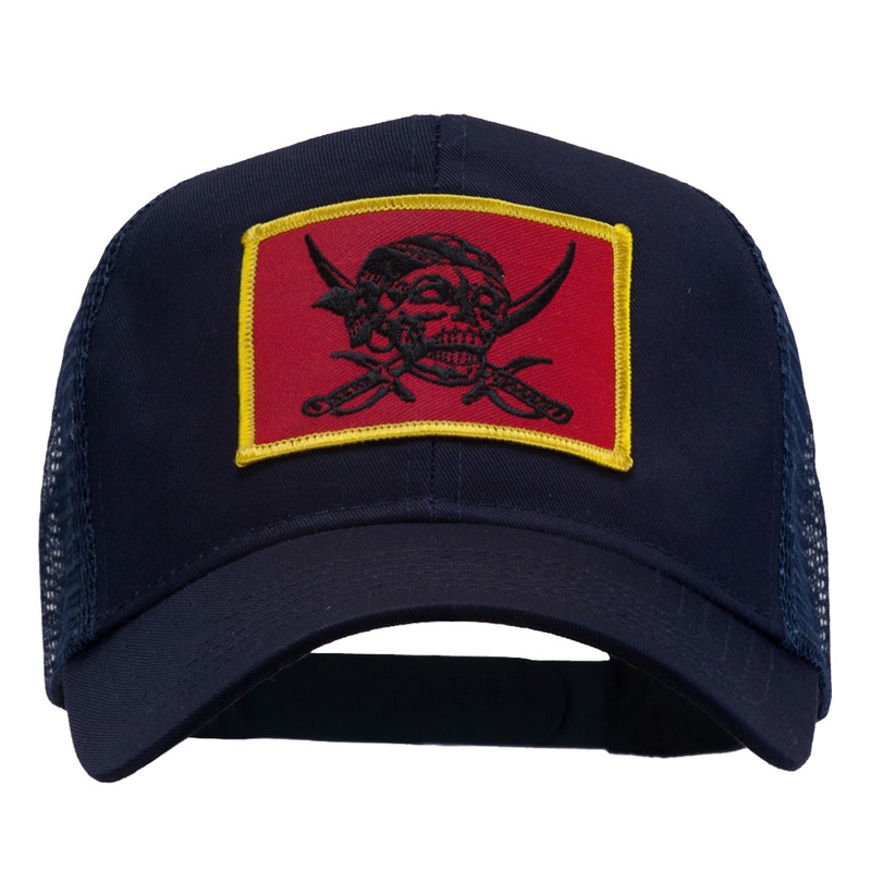 Skull Choppers Pirate Patched Mesh Cap Navy One Size