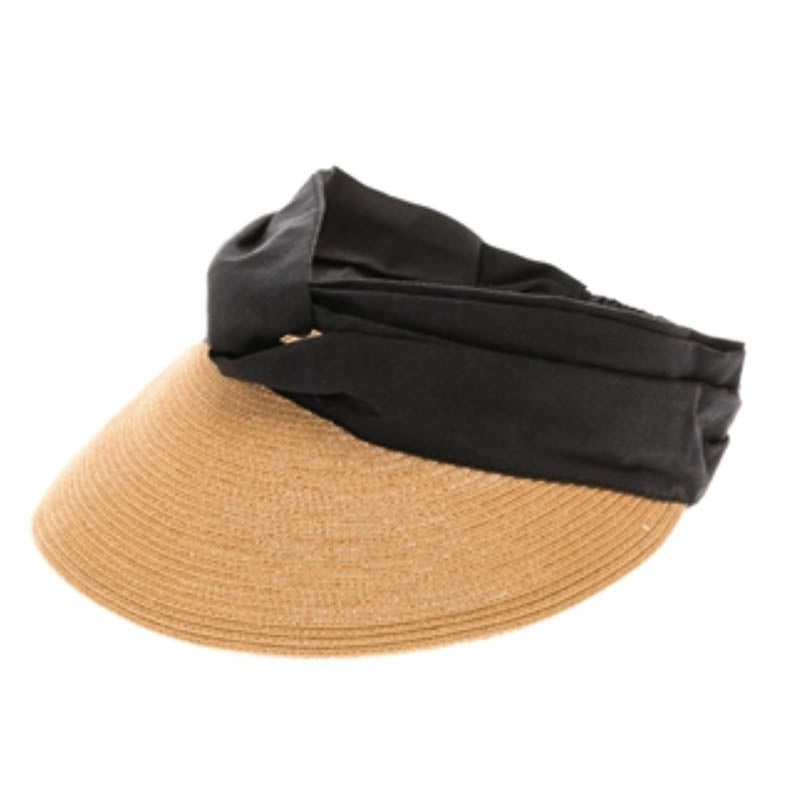 Sporty Sun Visor with Pleated Cotton Band – Boardwalk Style Black