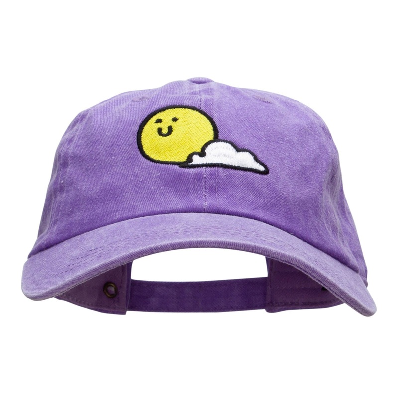 Sunny Smile Embroidered Unstructured Cotton Cap Purple One Size