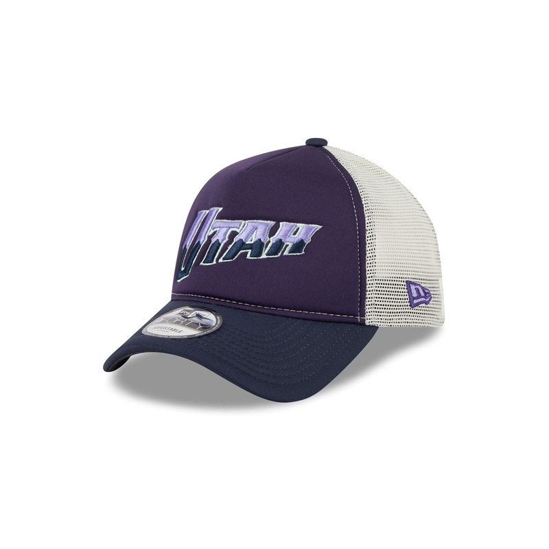 Utah Jazz Navy Purple 9FORTY A-Frame Trucker Hat One Size