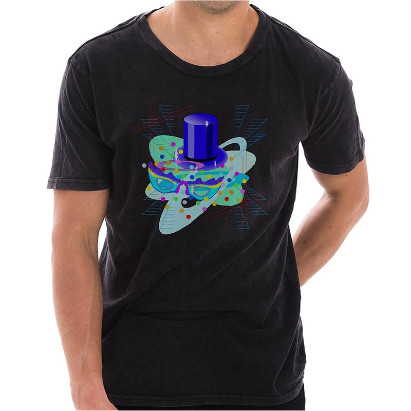 Vapor Wave Mardi Gras Vibes Graphic Design Unisex Lane Seven Ring Spun Cotton Vintage Short Sleeve Crewneck Tee Shirt Vintage Black XS