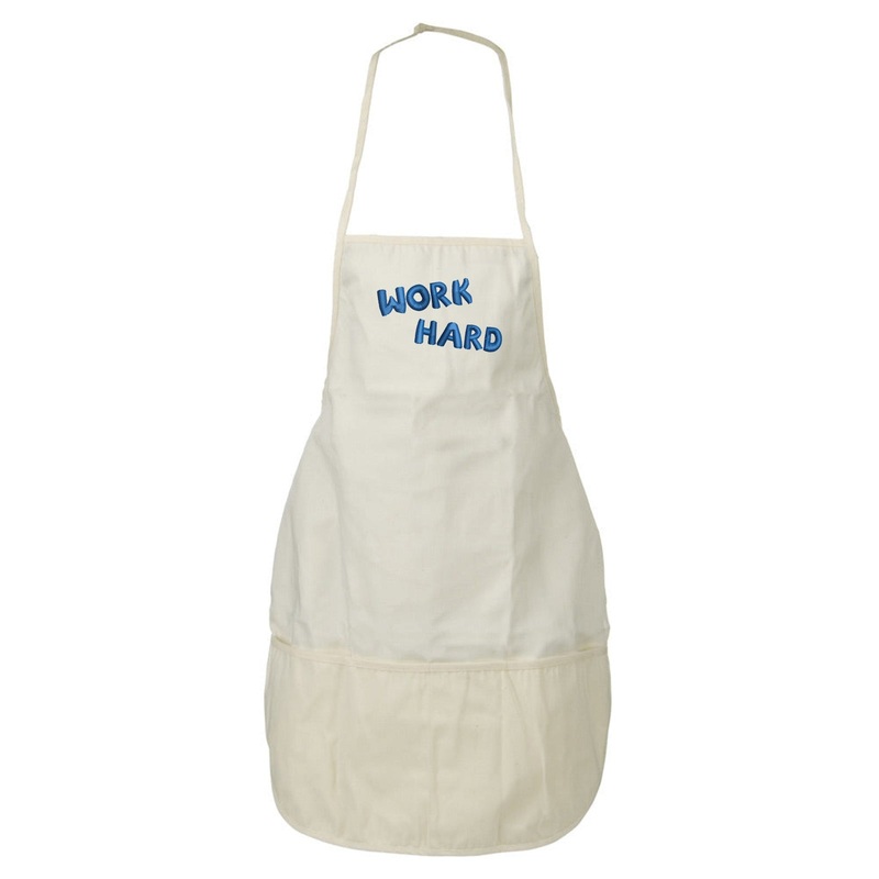 Work Hard Embroidered Solid Chef’s Apron Natural One Size