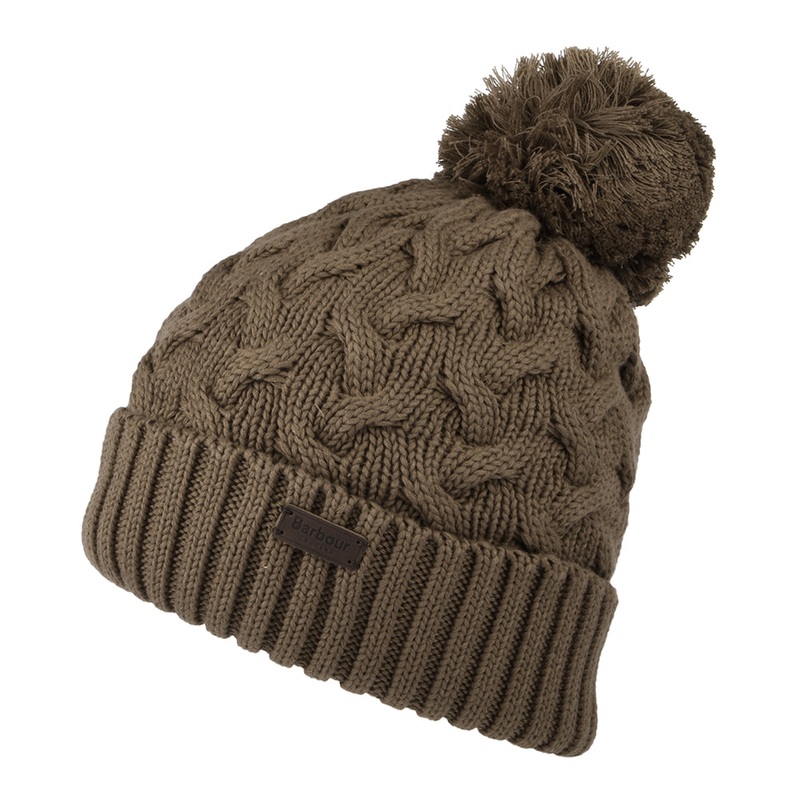Barbour Hats Gainford Cable Knit Bobble Hat – Fossil 1-Size