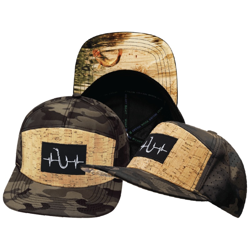 Fishing Hat – Flat Bill – Cork – Tan Camo – Laser Mesh