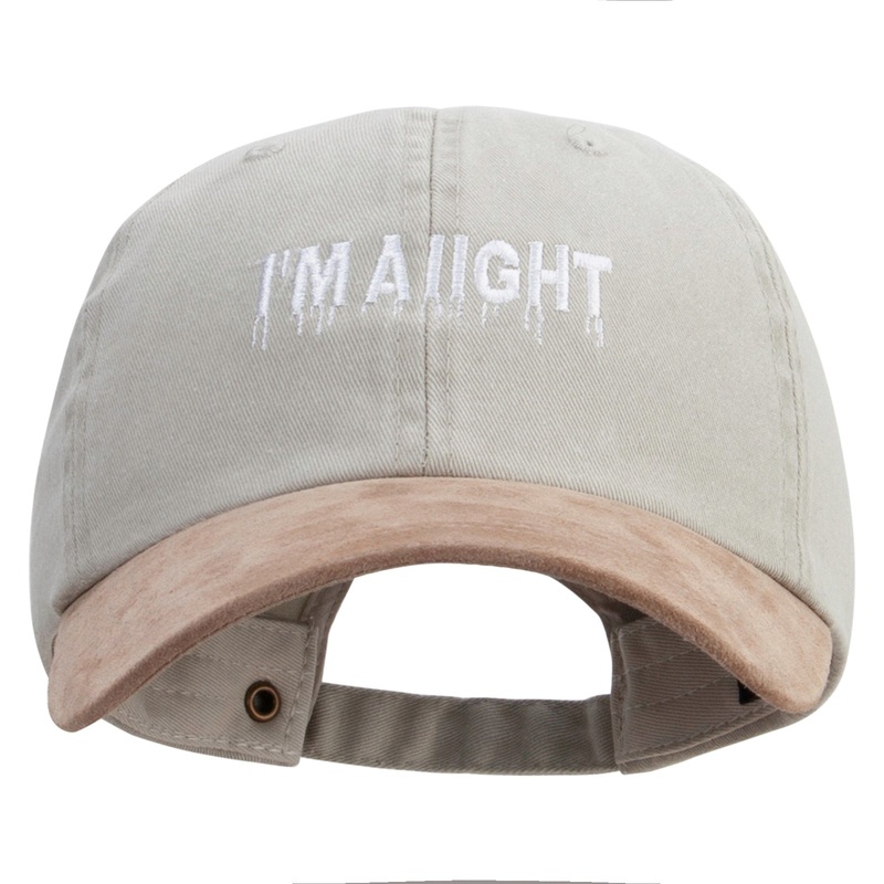 I’m Aiight Embroidered Suede Bill Washed Pigment Dyed Cap Beige Tan One Size