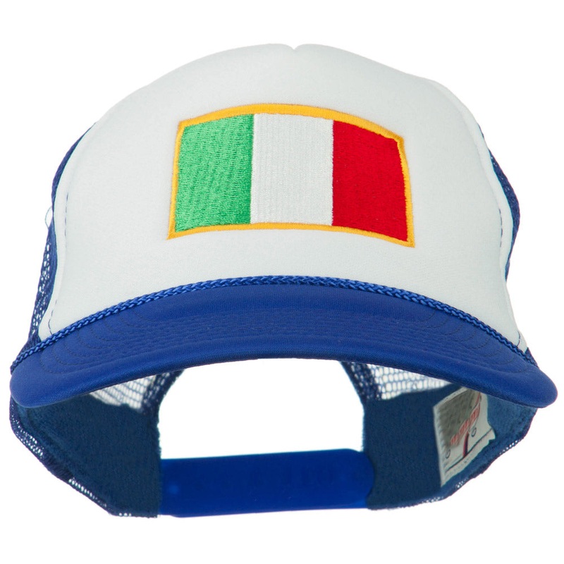 Italy Flag Embroidered Foam Front Mesh Back Cap Royal White One Size