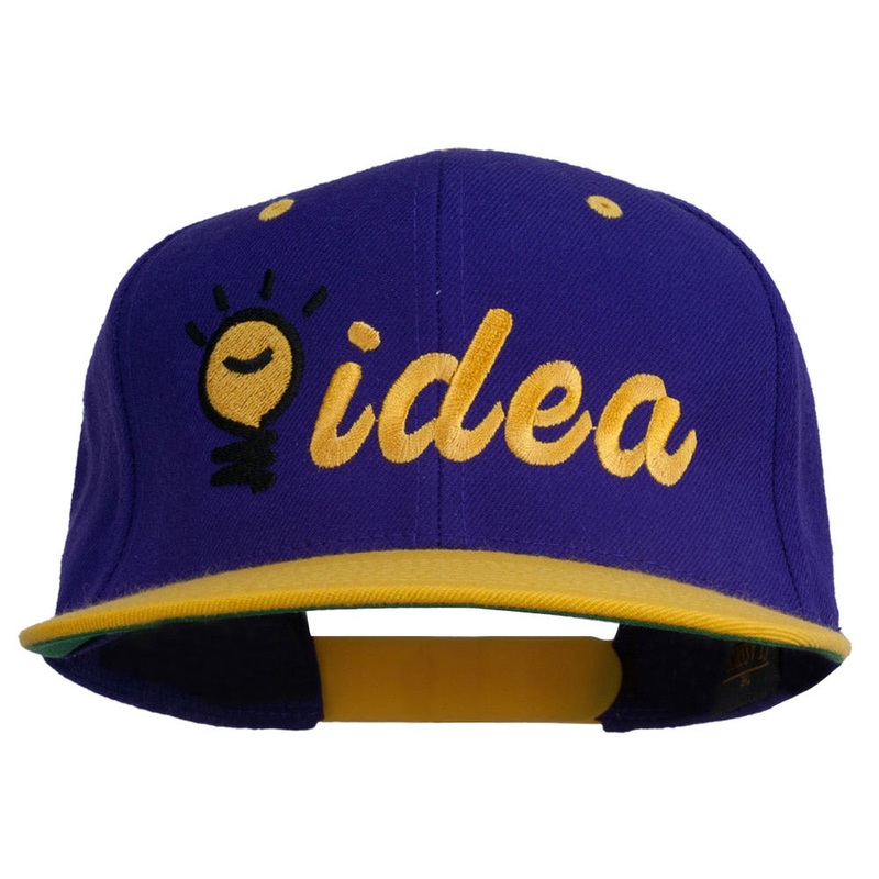 Light Bulb Idea Embroidered Snapback Cap Purple Gold One Size