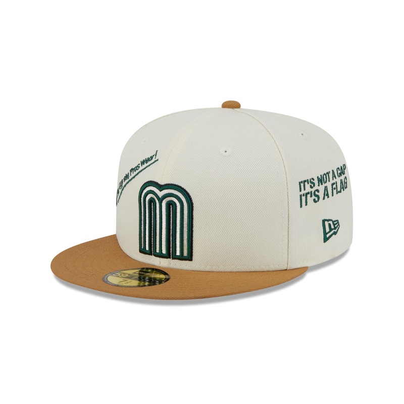 Mexico Baseball New Era Anniversary Logos White 59FIFTY Fitted Hat 7