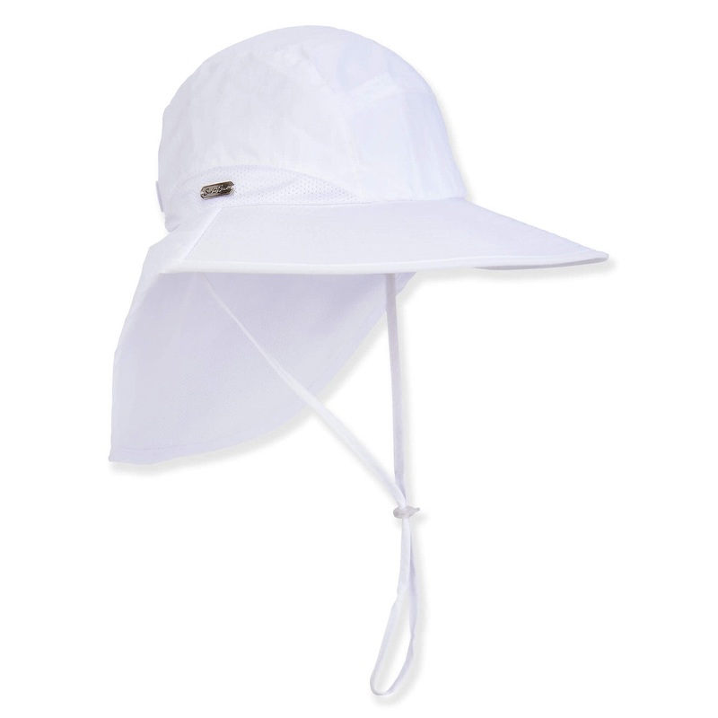 Quick Dry Nylon UV Bill Cap with Neck Cape – Sun ‘N’ Sand Hats White