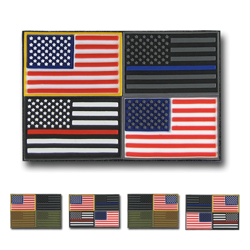 Tactical USA Flag Tactical Mini Rubber Patches, H&L Hook & Loop-Back, Velcro – RapDom T96 Pack 1