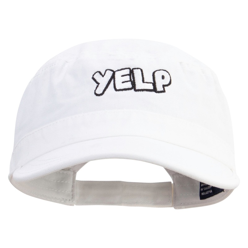 Yelp Embroidered Enzyme Regular Solid Army Caps White One Size