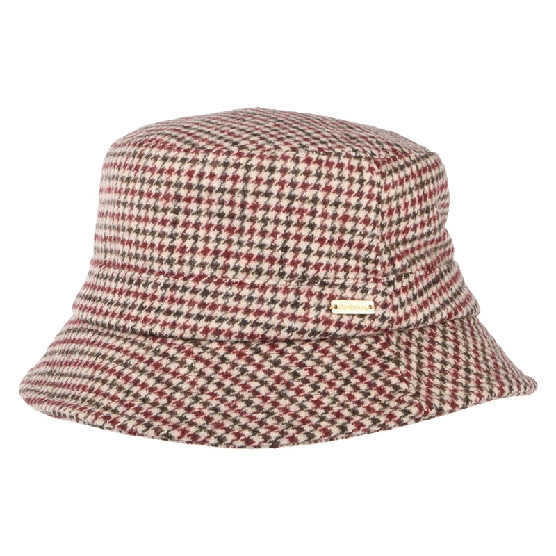 Barbour Hats Noelle Houndstooth Bucket Hat – Wine-Multi S